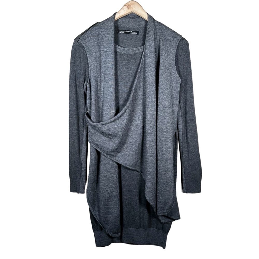 ALL SAINTS Drina Draped Merino Wool Sweater Dress - Picture 5 of 15